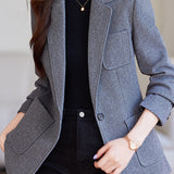 Elegant Commuter Lapel Long‑Sleeve Blazer