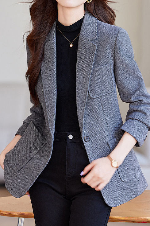 Elegant Commuter Lapel Long‑Sleeve Blazer