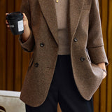 Elegant Commuter Double‑Breasted Wool Blazer