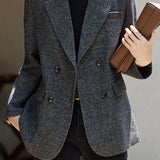 Elegant Commuter Double‑Breasted Wool Blazer