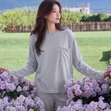 Casual Homewear Solid Loose Knit Set