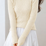 Elegant Drawstring Ruched Off Shoulder Ribbed Knit Top