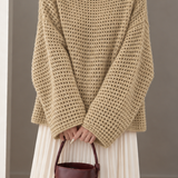 Home & Vacation Pineapple Stitch Texture Knit Top