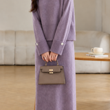 Casual Button Knit Top & Midi Skirt Two-Piece Set
