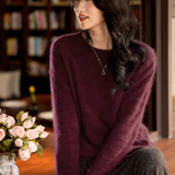 Casual Soft Brushed Silk Cashmere Sweater