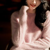 Casual Soft Brushed Silk Cashmere Sweater