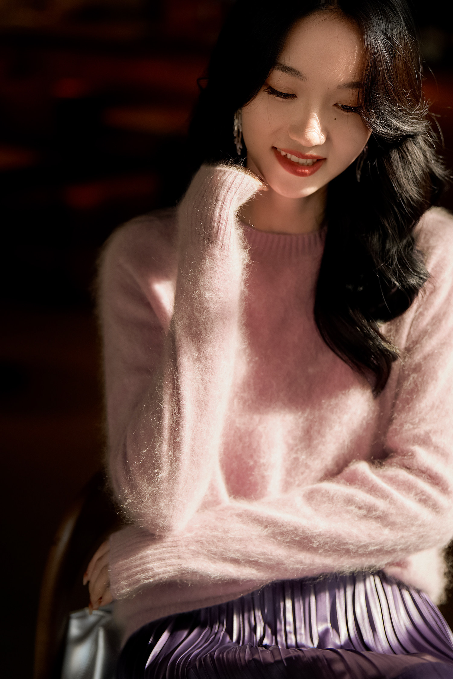 Casual Soft Brushed Silk Cashmere Sweater