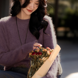 Casual Soft Brushed Silk Cashmere Sweater