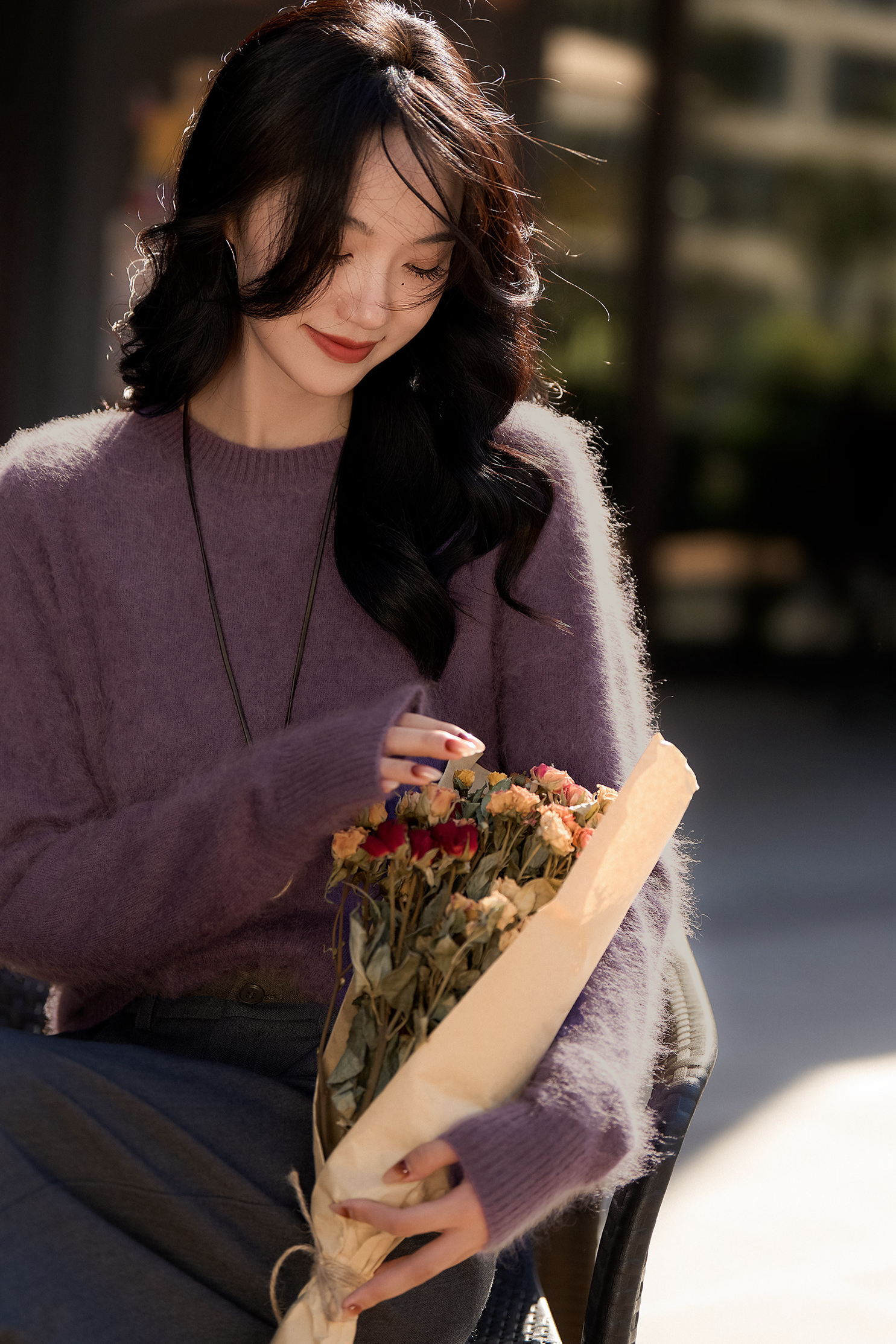 Casual Soft Brushed Silk Cashmere Sweater
