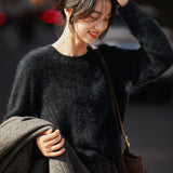 Casual Soft Brushed Silk Cashmere Sweater
