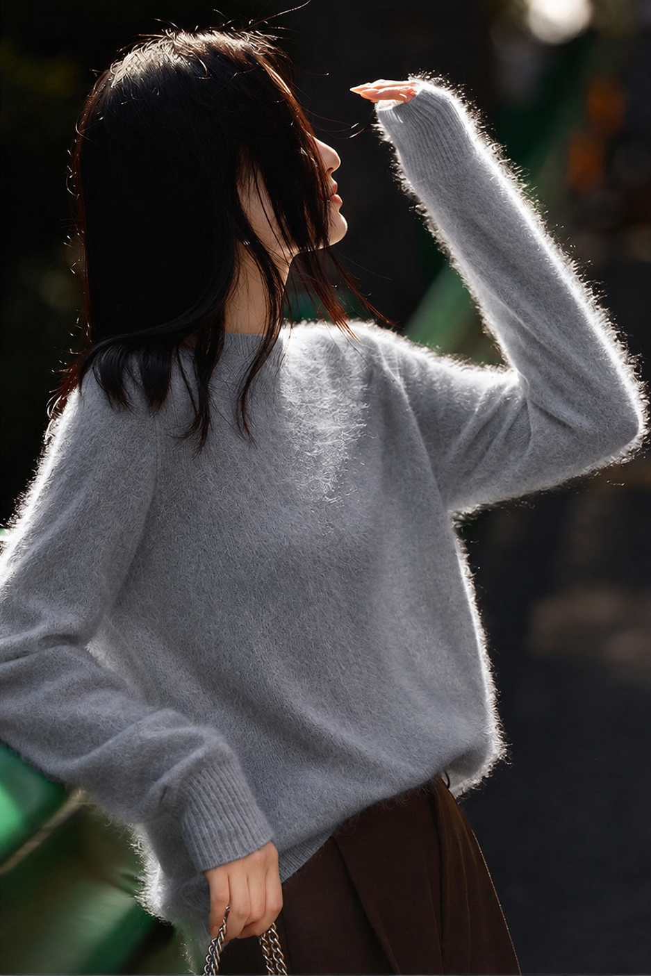 Casual Soft Brushed Silk Cashmere Sweater