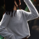 Casual Soft Brushed Silk Cashmere Sweater