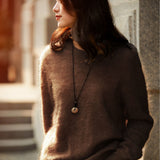 Casual Soft Brushed Silk Cashmere Sweater