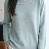 Casual Knit Sweater With Wavy Hollow Pattern