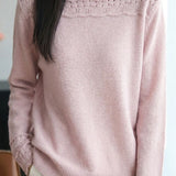 Casual Knit Sweater With Wavy Hollow Pattern