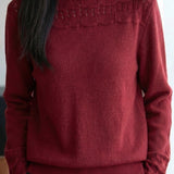 Casual Knit Sweater With Wavy Hollow Pattern