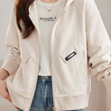Casual Hooded Zipper Long Sleeve Sweatshirt Coat