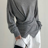 Elegant Off Shoulder Cross Twist Long Sleeve T-Shirt