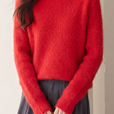Casual Brushed Fleece High Neck Knit Sweater