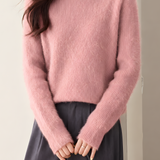 Casual Brushed Fleece High Neck Knit Sweater