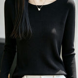 Commuter Spliced Ribbed Big Round Neck Knit Sweater