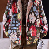 French Vacation Floral U-Neck Long Sleeve Knit Cardigan