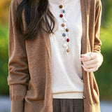 Elegant Fake Two-Piece V-Neck Knit Sweater With Colorful Buttons