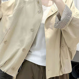 Casual Striped Spliced Drawstring Jacket