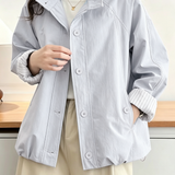 Casual Striped Spliced Drawstring Jacket