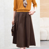 Elegant Knit Midi Skirt Set With Printed Scarf Sash
