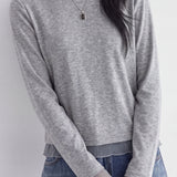 Casual Fake Two-Piece Mesh Spliced Shirt