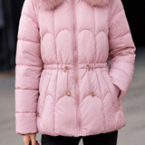 Exquisite Elegant High Neck Hooded Puffer Coat With Large Fur Collar