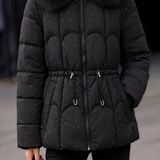 Exquisite Elegant High Neck Hooded Puffer Coat With Large Fur Collar