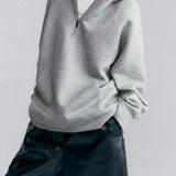 Casual Hooded Half Zip Long Sleeve Sweatshirt