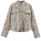 Vintage Exquisite Stand Collar Printed Long Sleeve Blazer