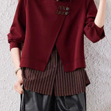 Casual Lapel Spliced Fake Two-Piece Long Sleeve Sweatshirt