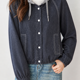 Casual Double Layer Spliced Drawstring Hooded Jacket