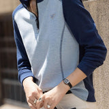 Casual Spliced Color Contrast Half Zip Sweatshirt