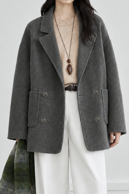Elegant Suit Collar Double-Faced Cashmere Coat