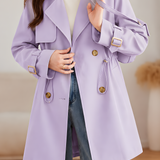 Elegant Lapel Drawstring Waist Mid-Length Trench Coat