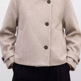 Casual Stand Collar Asymmetric Button Short Long Sleeve Jacket