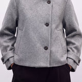 Casual Stand Collar Asymmetric Button Short Long Sleeve Jacket