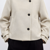Casual Stand Collar Asymmetric Button Short Long Sleeve Jacket