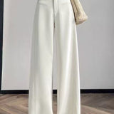 Casual High Waist Draping Straight Wide Leg Trousers