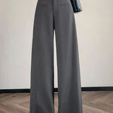 Casual High Waist Draping Straight Wide Leg Trousers