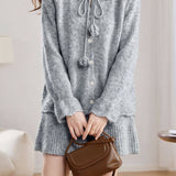 Exquisite Round Neck Sweater & A-Line Knit Midi Skirt Set
