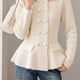 Exquisite Elegant Lapel Double‑Breasted Long Sleeve Knit Cardigan