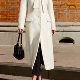 Casual Solid Color Cashmere Tie‑Neck Coat