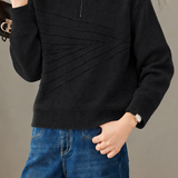 Casual Half‑Zip Stand Collar 3D Texture Knit Sweater