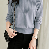 Elegant Off-Shoulder Ribbed Batwing Sleeve Knit Top